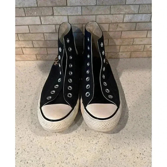 Black High Top converses cheetah C women’s size 9 SH1 - Picture 2 of 4